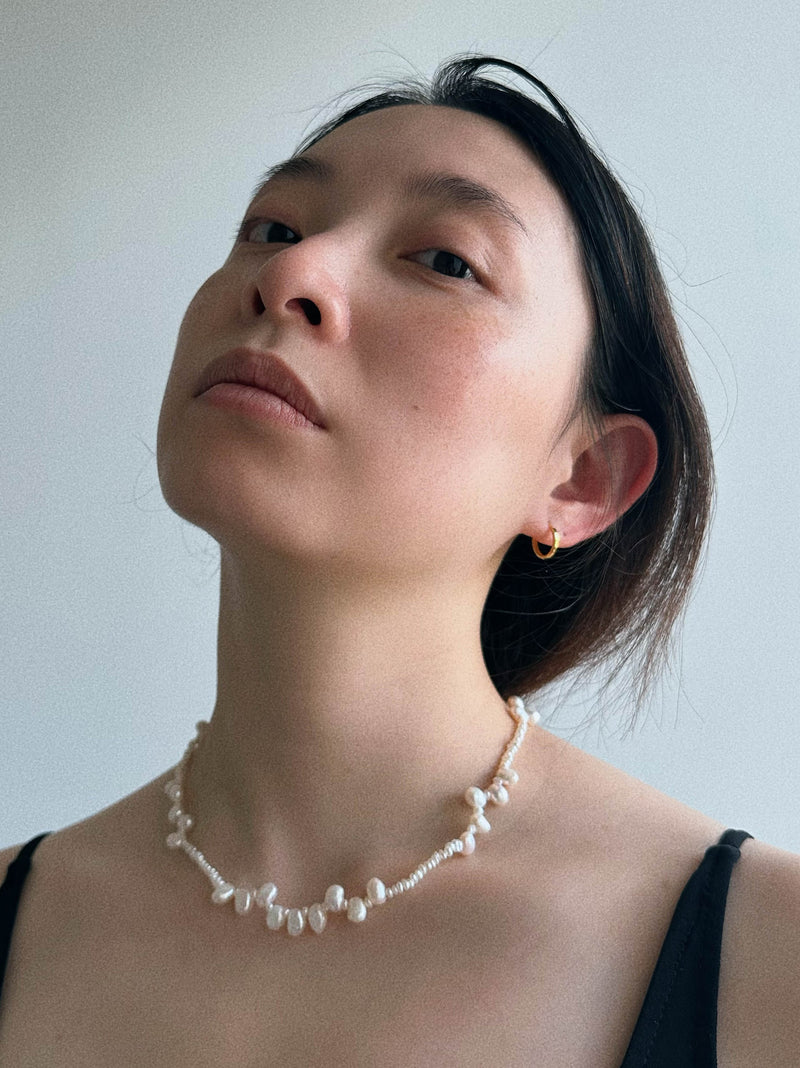 Baroque Siren Necklace worn — Pryte baroque freshwater pearl necklace